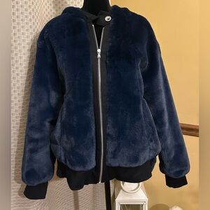 SUZY D London Women's Navy 100% Polyester Jacket with Pockets Made In Italy